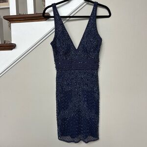 Sherri Hill Midnight Blue Mini Dress